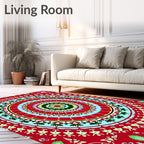 Radiant Sunburst Mandala Pattern Design Rug