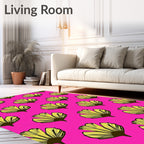 Bright Yellow Fan Flower Pattern Rug