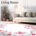 Pink Floral Border Design Rug
