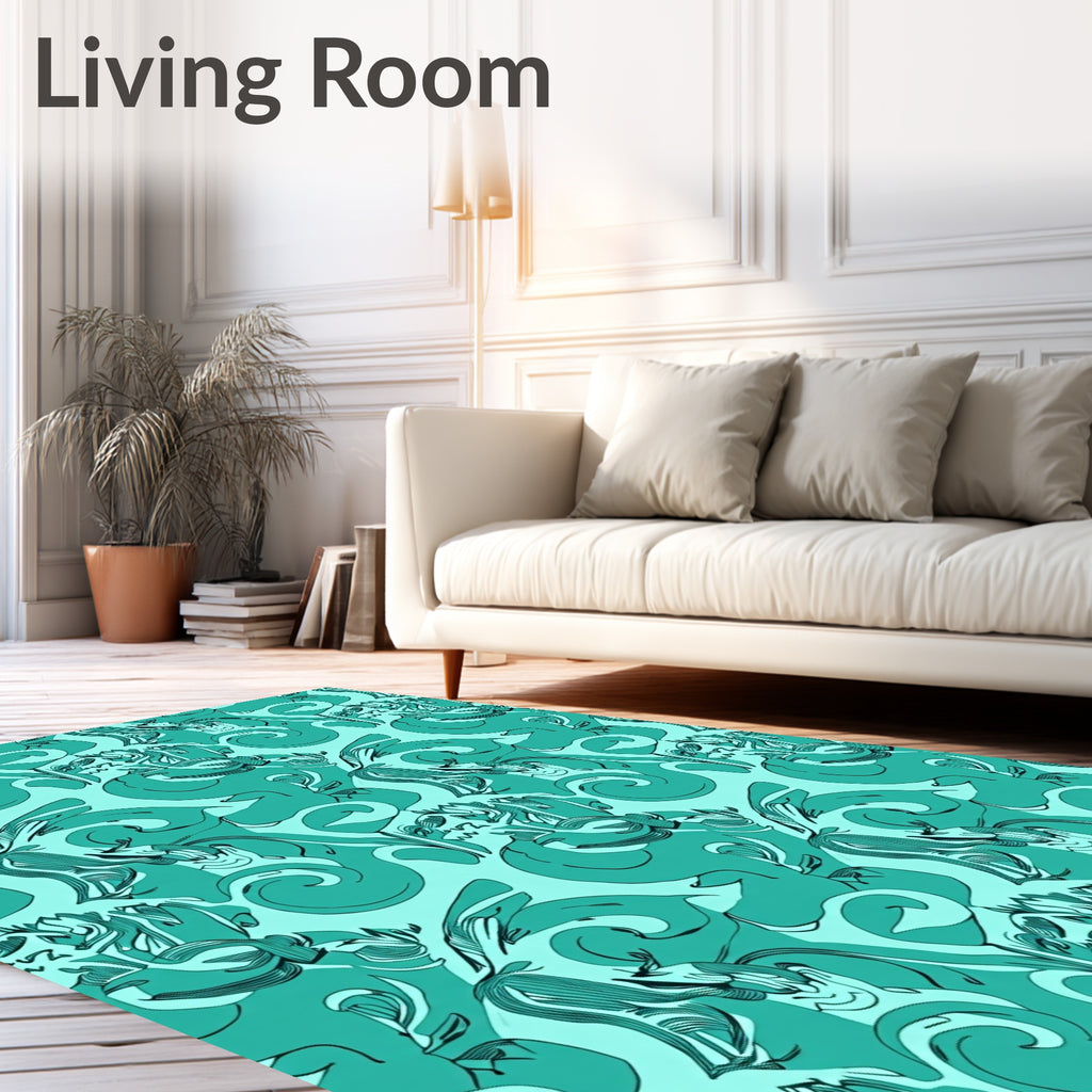 Tidal Swirl Abstract Floral Pattern Rug