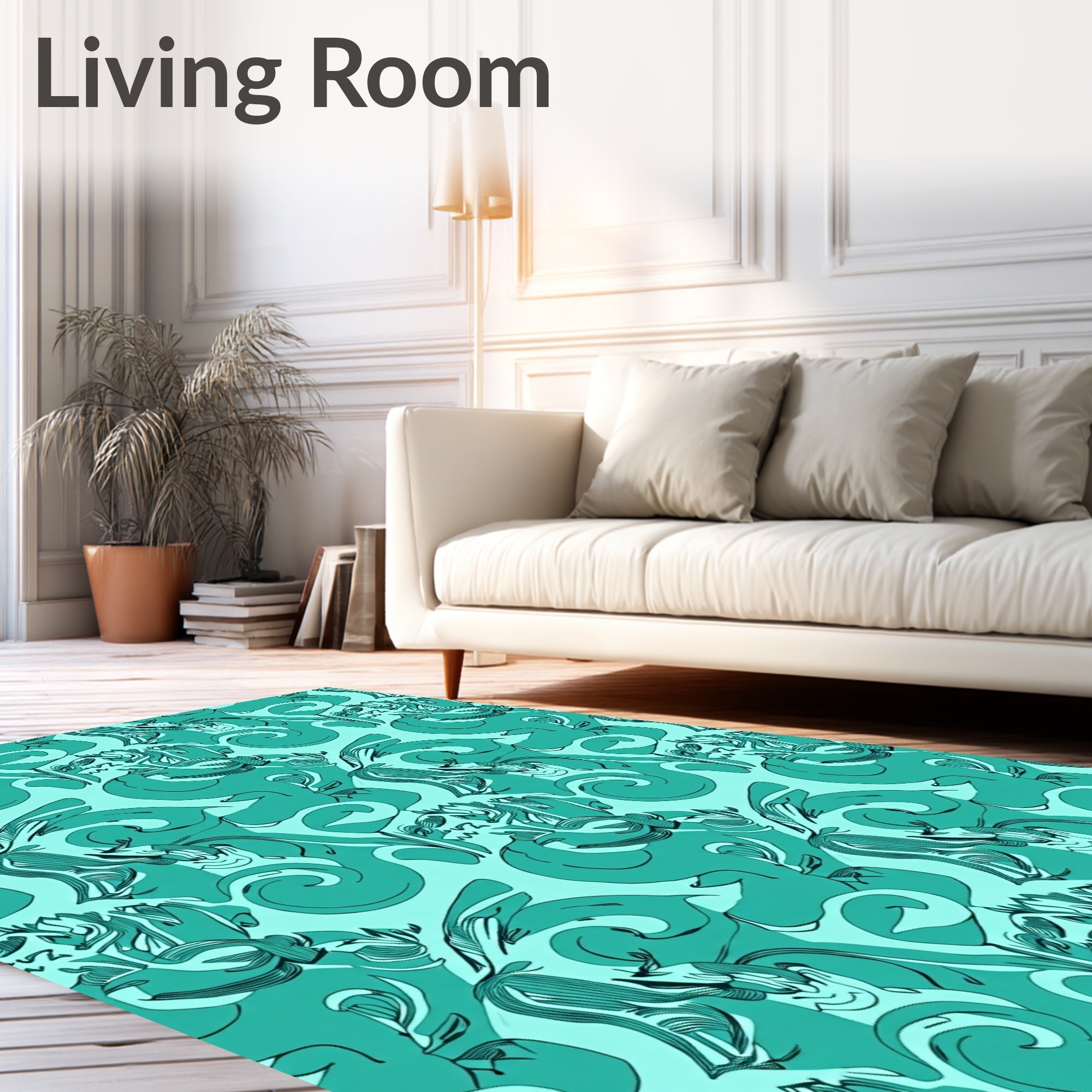 Tidal Swirl Abstract Floral Pattern Rug
