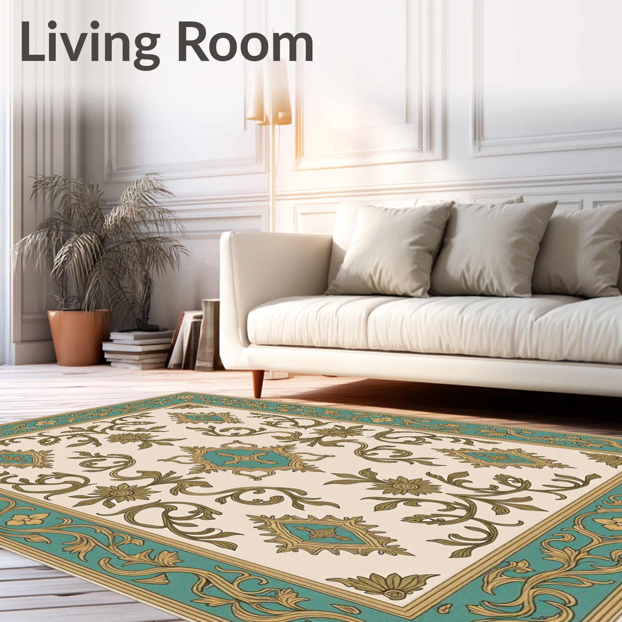 Vintage Floral Bordered Mandala Rug