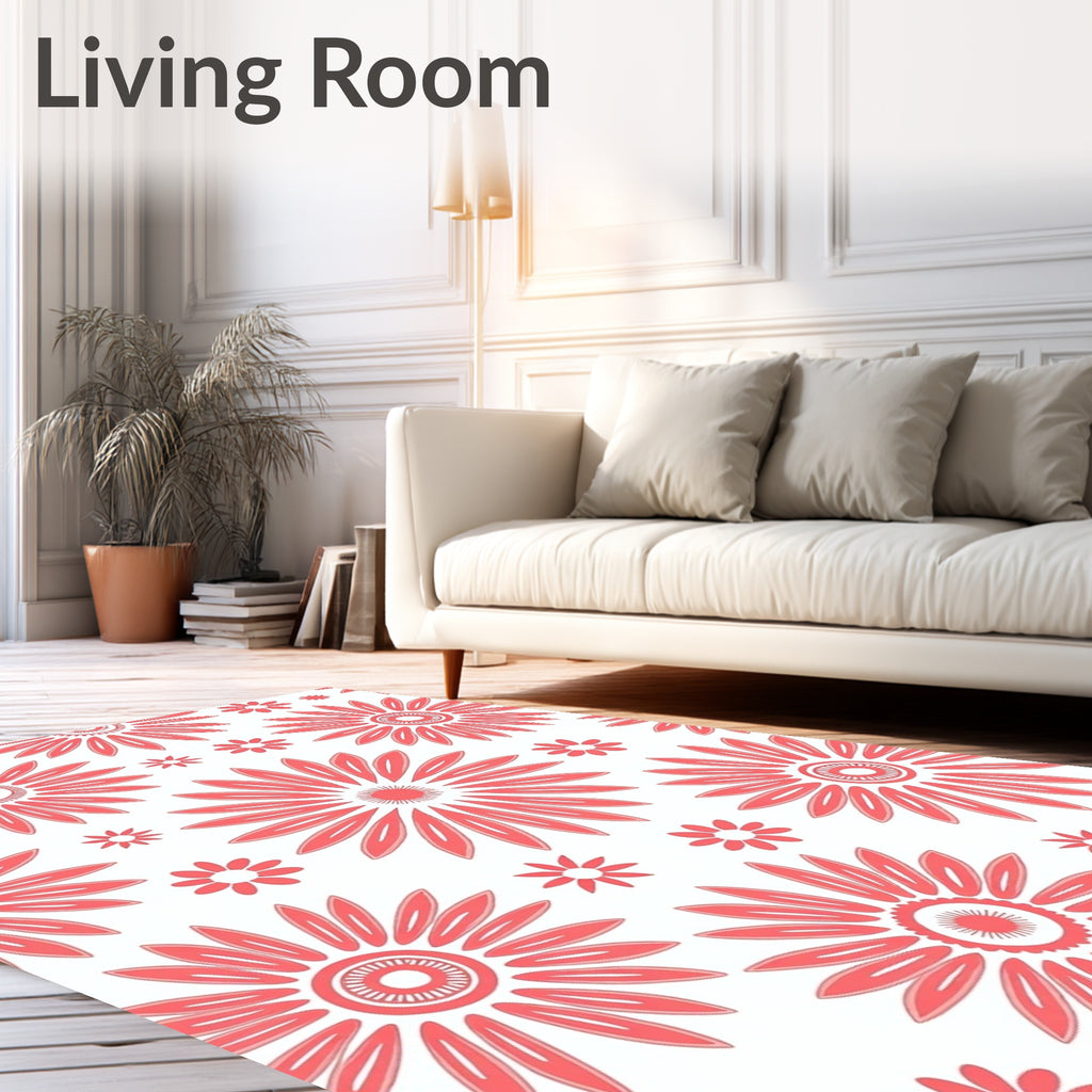 Coral Daisy Pattern Rug