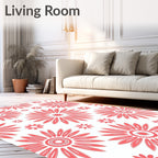 Coral Daisy Pattern Rug