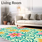 Retro Floral Swirls Pattern Rug