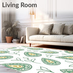 Teal Paisley Floral Pattern Rug