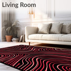 Red and Pink Abstract Groovy Waves Rug