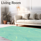 Aqua Feather Pattern Graphic Rug