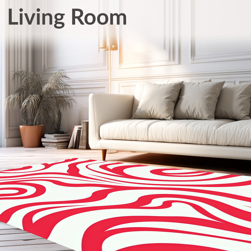 Bold Red Swirl Abstract Pattern Rug