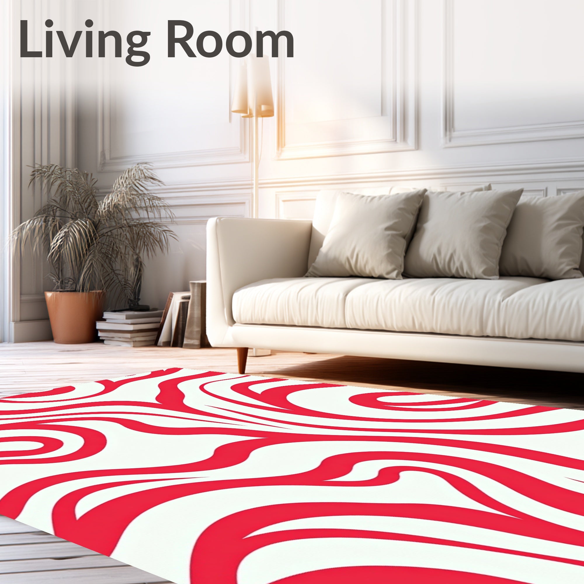 Bold Red Swirl Abstract Pattern Rug