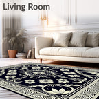 Classic Floral Scroll Border Pattern Rug