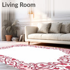 Ornate Floral Scrollwork Pink Pattern Rug