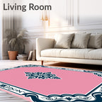 Victorian Blue Floral Frame Rug