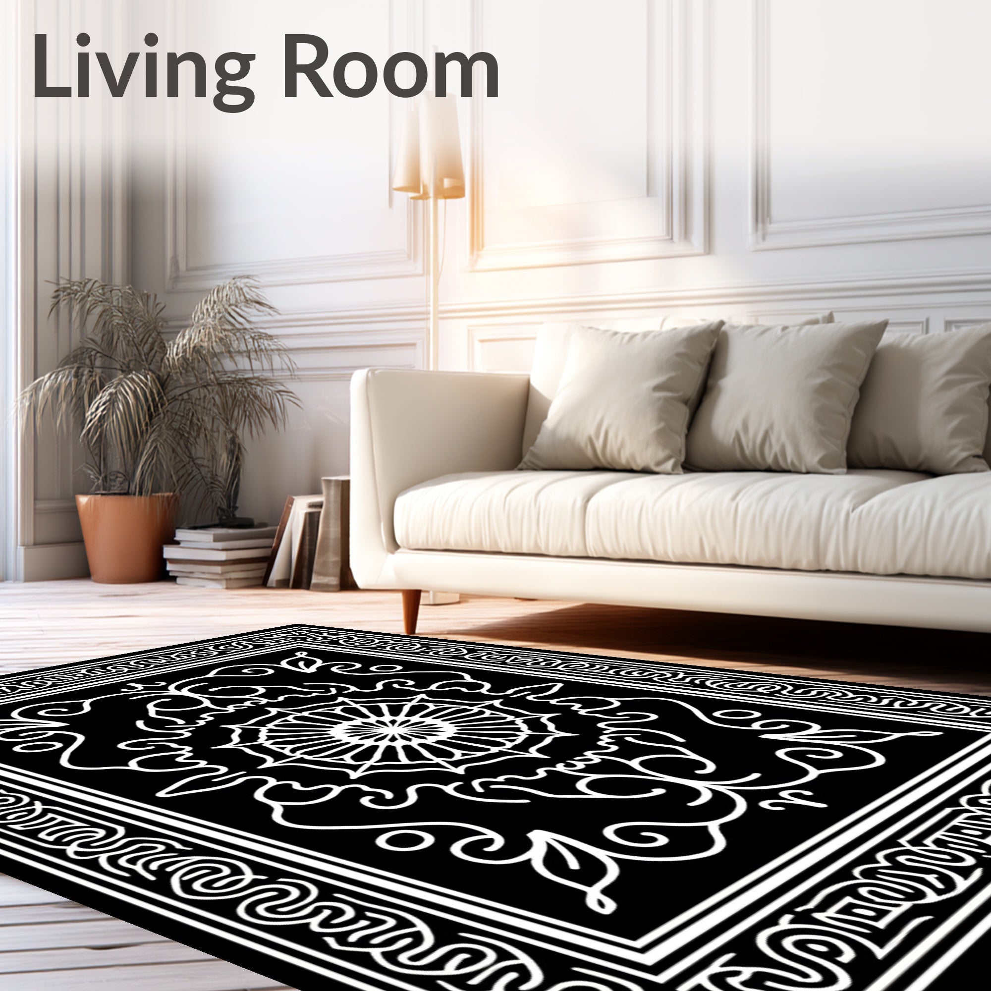 Floral Scrollwork With Central Medallion Design Rug
