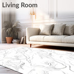 Flowing Abstract White-Gray Swirls Pattern Rug