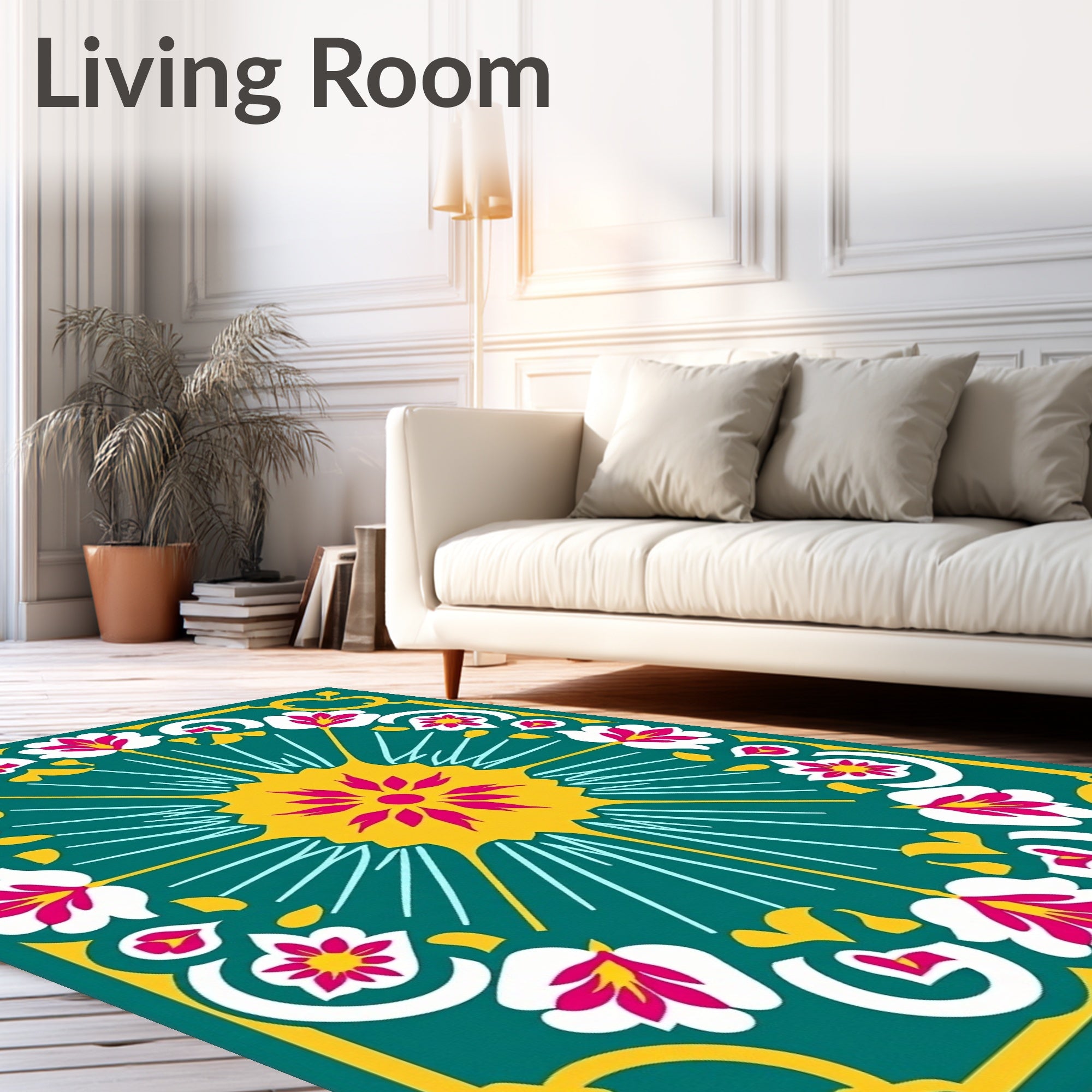 Floral burst and petal pattern Rug