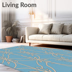 Classic Floral Scrollwork Blue Pattern Rug