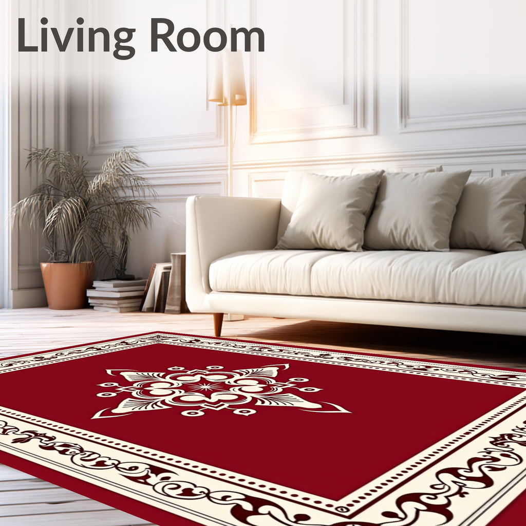 Rich Burgundy Central Medallion Filigree Design Rug