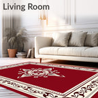 Rich Burgundy Central Medallion Filigree Design Rug