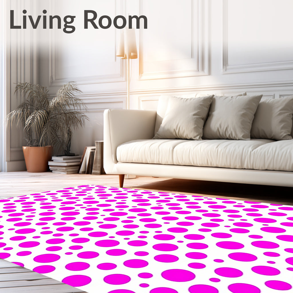 Bold Pink Polka Dot Pattern Rug