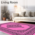 Ornate Pink Geometric Mandala Design Rug