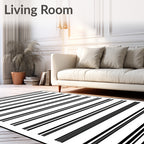 Bold Black And White Stripe Pattern Rug