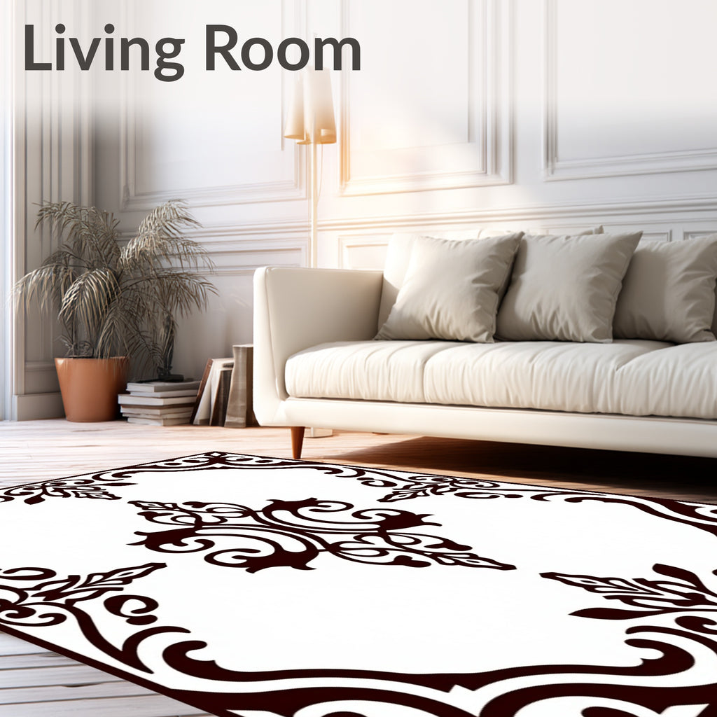 Ornate Scrollwork Baroque Pattern Design Rug