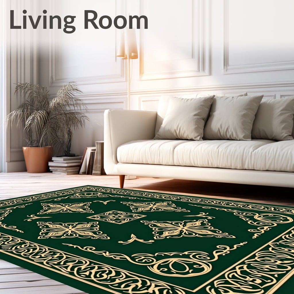 Elegant Gold Vine Intricate Rug
