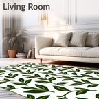 Green Leafy Branch Patterned Rug