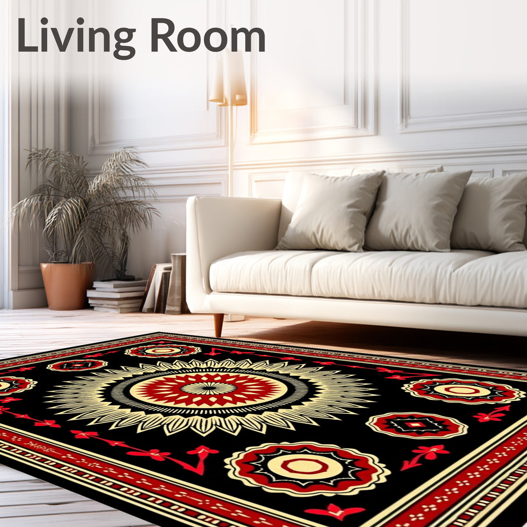 Bold Floral Sunburst Kaleidoscope Rug