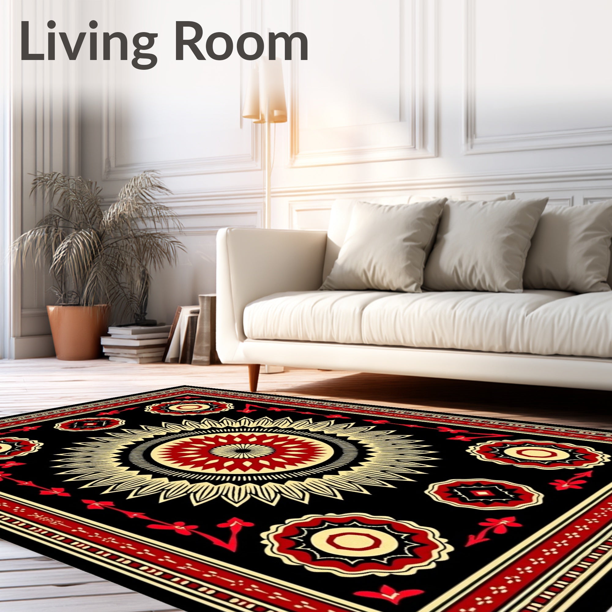 Bold Floral Sunburst Kaleidoscope Rug