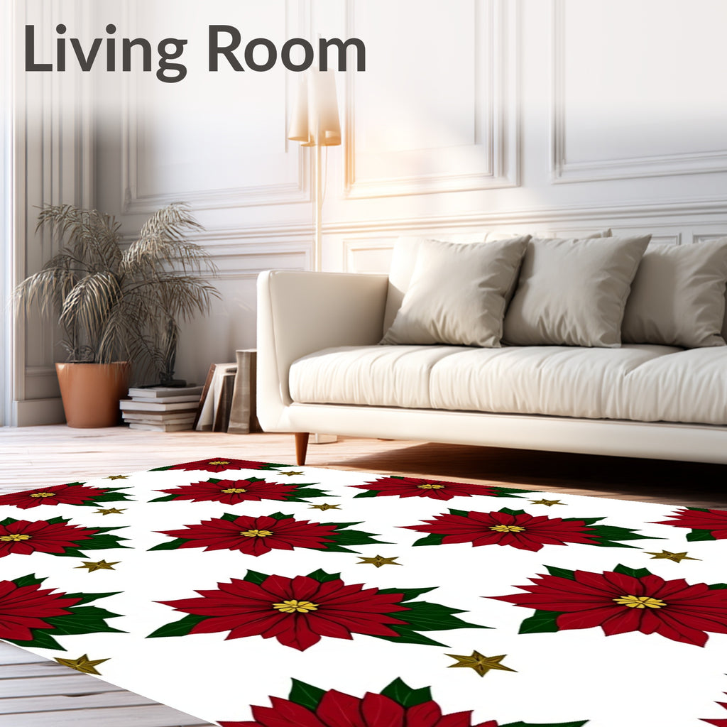 Crimson Poinsettia Star Medallion Rug