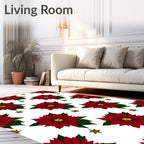 Crimson Poinsettia Star Medallion Rug