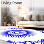 Radial Blue Floral Medallion Pattern Rug