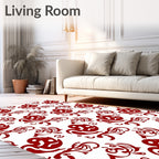 Vibrant Red Abstract Swirls Rug