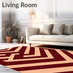 Bold Maroon and Cream Chevron Pattern Rug