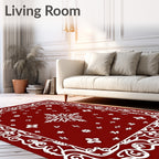 Crimson Floral Damask Patterned Rug