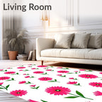 Bright Pink Daisy Pattern Rug