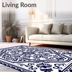 Classic Indigo Floral Symmetry Rug