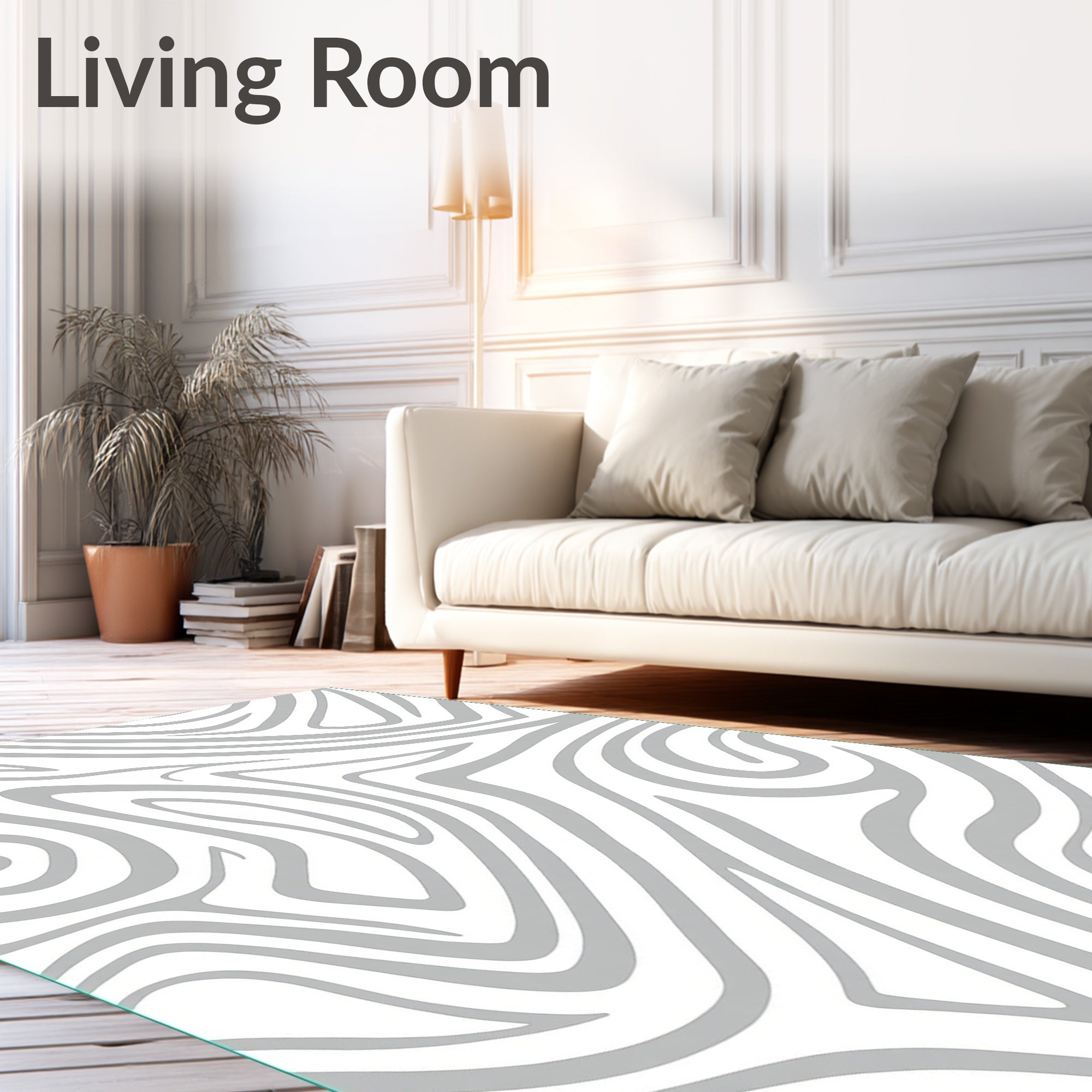 Abstract Gray Swirl Pattern Design Rug