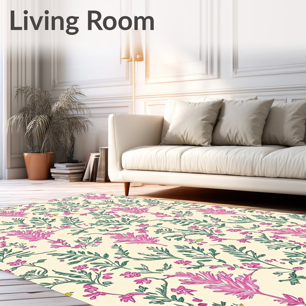 Shabby Chic Floral Vine Print Rug