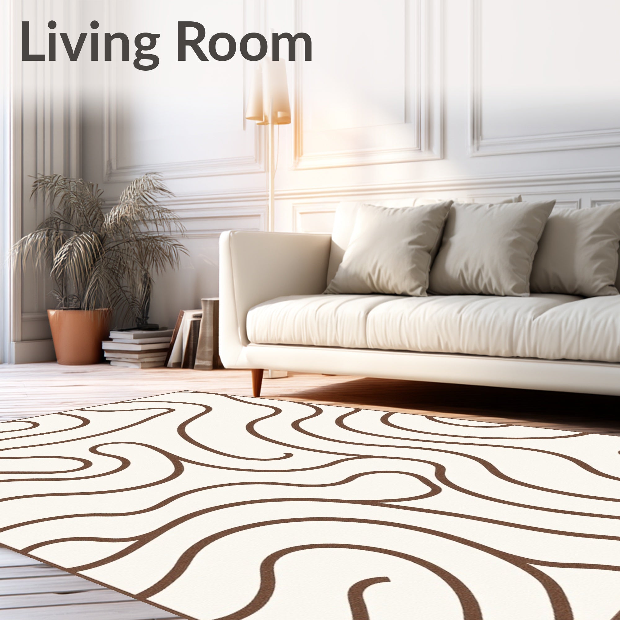 Organic Swirls Brown Cream Rug