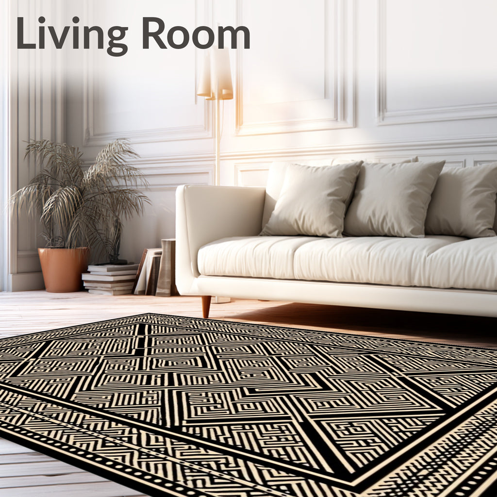 Intricate Geometric Maze Garden Pattern Rug
