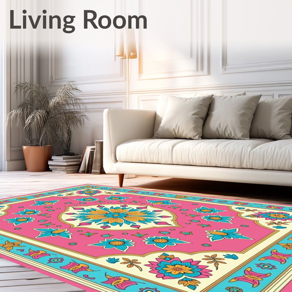Vibrant Floral Centerpiece Pattern Rug
