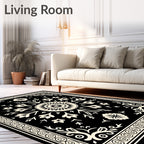 Classic Floral Symmetry Damask Pattern Rug