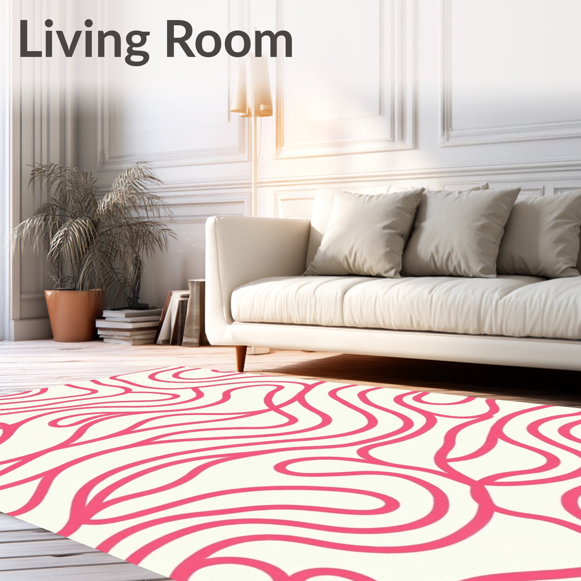 Modern Swirls Bold Pink Pattern Rug
