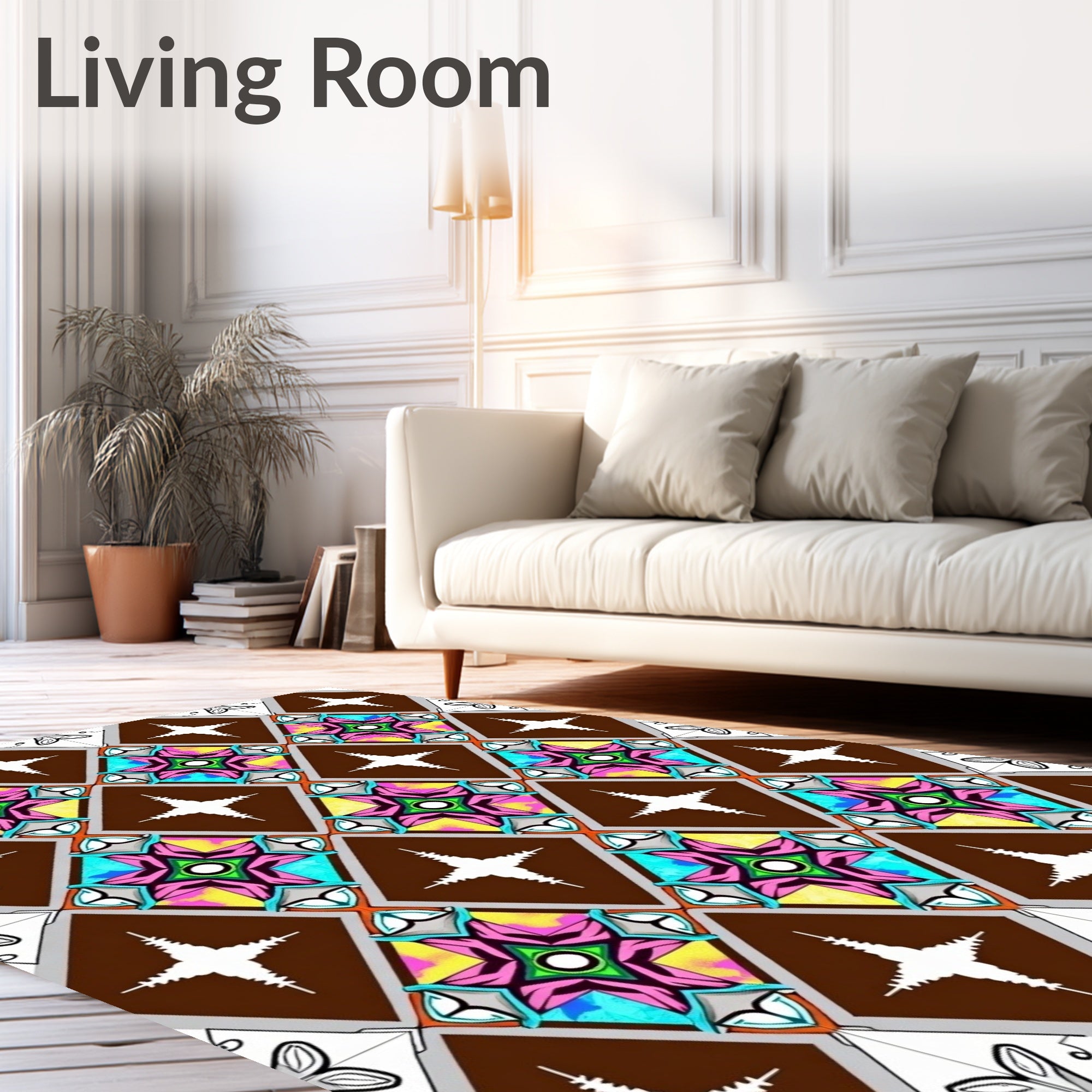 Colorful Diamond Star Pattern Rug