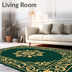 Elegant Gold Floral Border Design Rug