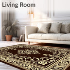 Elegant Swirls and Floral Border Design Rug