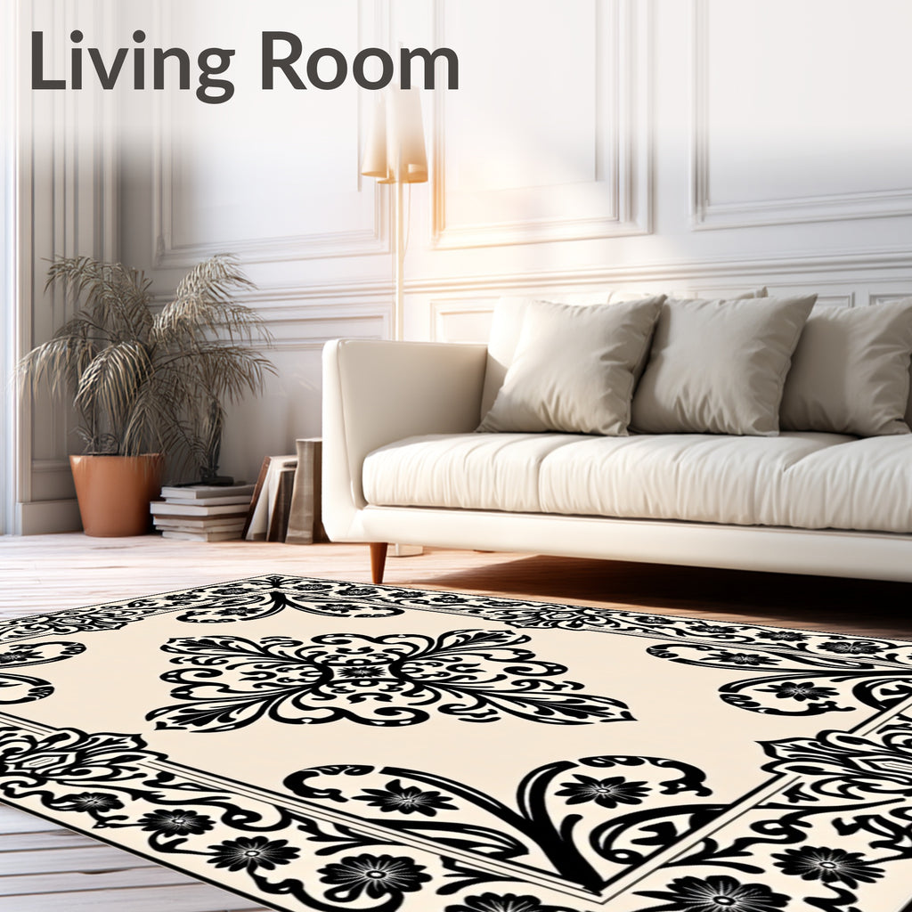 Classic Floral Scrollwork Damask Design Rug